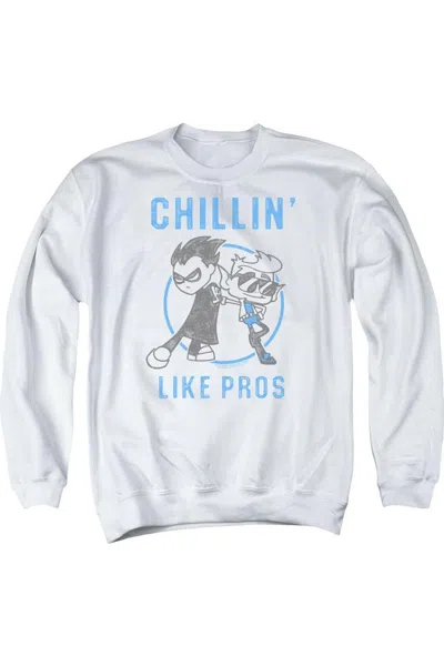 Gildan Teen Titans Go Like Pros Adult Crewneck Sweatshirt In White