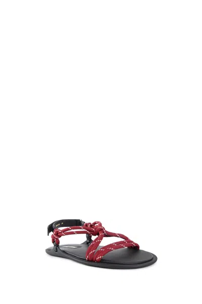 Miu Miu Cord-strap Leather Sandals In Red