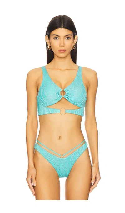 Luli Fama Double Loop Bralette In Aqua