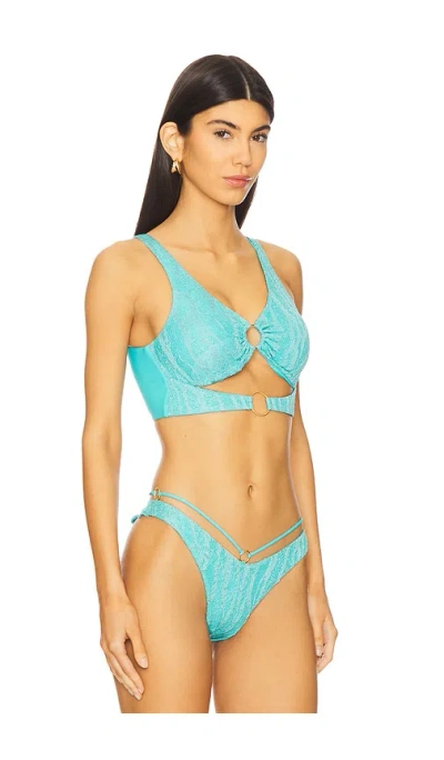 Luli Fama Double Loop Bralette In Aqua