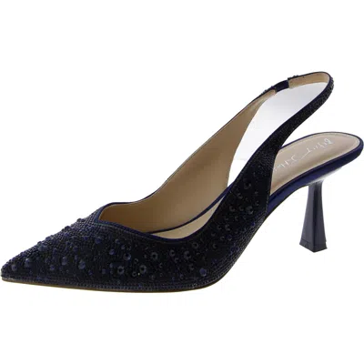 Betsey Johnson Clark Womens Metallic Embellished Slingback Heels In Blue