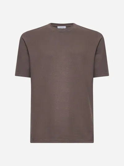 D4.0 Brown Cotton Jersey Crewneck T-shirt In Brown