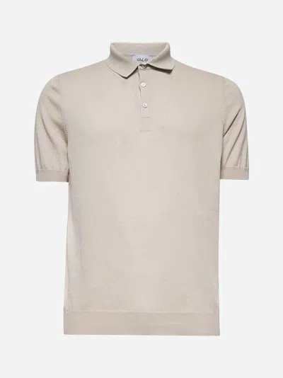 D4.0 Beige Cotton Knit Polo Shirt
