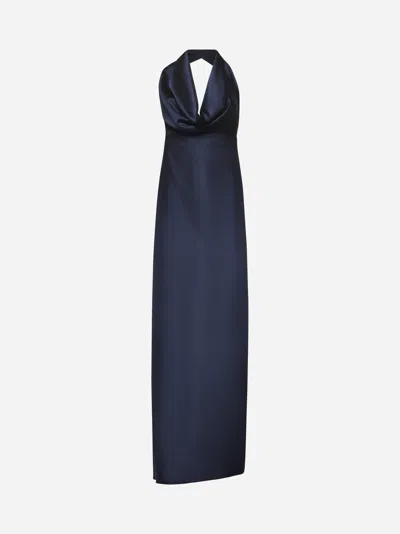 Blanca Vita Blue Satin Antea Long Dress