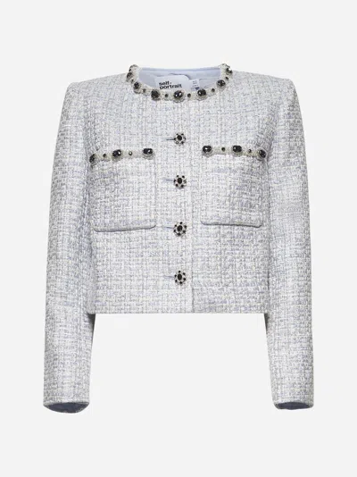 Self-portrait Light Blue Lurex Bouclé Jacket