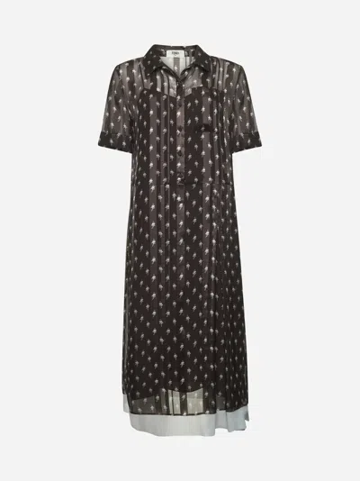 Fendi Women Printed Silk Shirt Dress