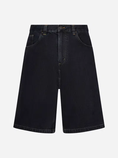Carhartt Brandon Smith Denim Shorts In Black Stone Washed