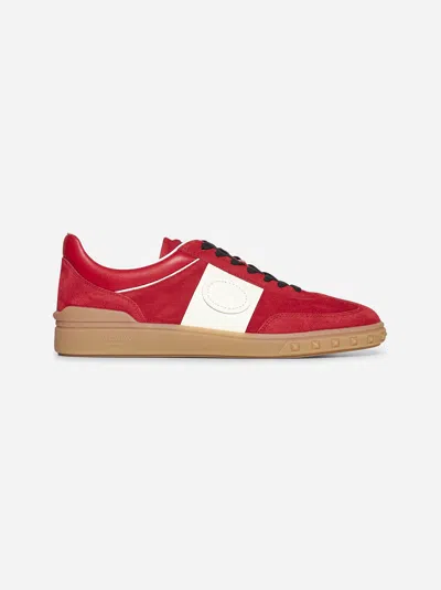 Valentino Garavani Upvillage Low Top Trainer In Split Leather And Calfskin Nappa Leather