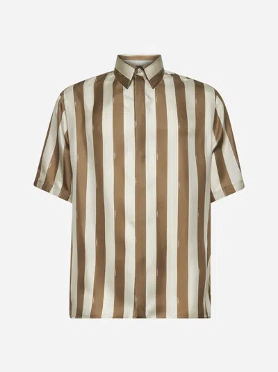 Fendi Beige Pequin Silk Shirt
