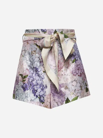 Zimmermann Dawning Printed Silk Flat Front Shorts