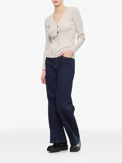 对比缝线牛仔裤