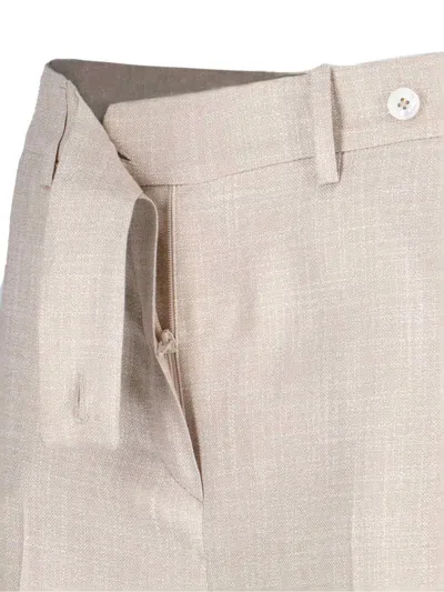 Kiton Straight Trousers With Wide Leg In Beige