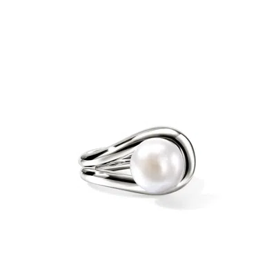 John Hardy Surf Silver Ring With Freshwater Pearl In Sterling Silver