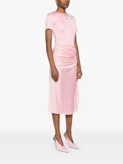 Givenchy Draped Dress In Jersey With 4g Liquid Detail In Candy Pink