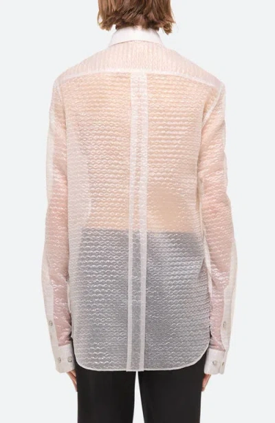 Helmut Lang Curved Bubble Pack Jacquard Sheer Button-up Shirt In Clear - C5j