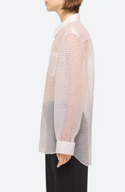 Helmut Lang Curved Bubble Pack Jacquard Sheer Button-up Shirt In Clear - C5j