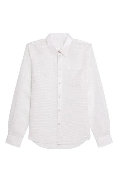Helmut Lang Curved Bubble Pack Jacquard Sheer Button-up Shirt In Clear - C5j
