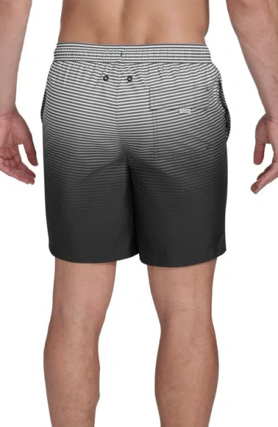 Calvin Klein Graphite Stripe Core Volley Swim Trunks In Black