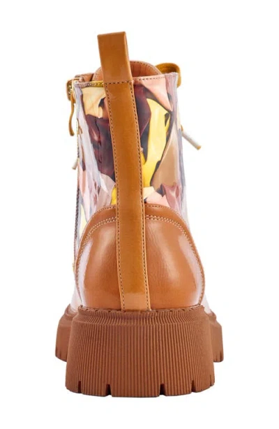 Ninety Union Freeway Lug Sole Combat Boot In Camel Multi