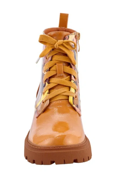 Ninety Union Freeway Lug Sole Combat Boot In Camel Multi
