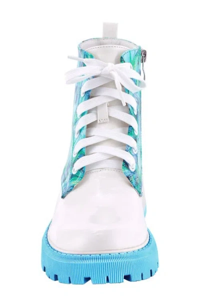 Ninety Union Freeway Lug Sole Combat Boot In Blue Multi