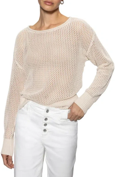 Sanctuary Cotton Open Knit Sweater In Gray