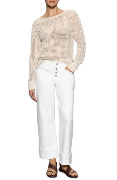 Sanctuary Cotton Open Knit Sweater In Gray