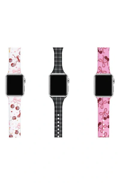 The Posh Tech Assorted 3-pack Silicone Apple Watch® Watchbands In Black/pink/white