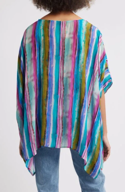 Apny Print Dolman Sleeve Top In Turquoise Multi
