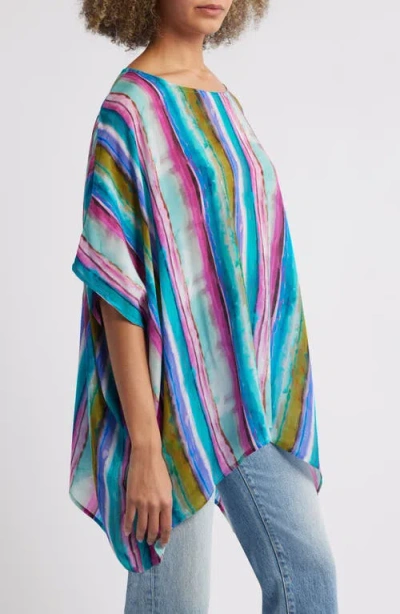 Apny Print Dolman Sleeve Top In Turquoise Multi