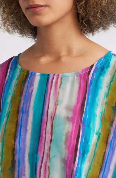 Apny Print Dolman Sleeve Top In Turquoise Multi