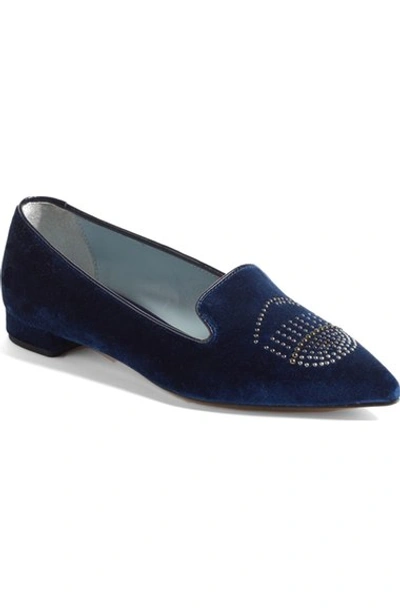 Shop Chiara Ferragni 'flirting' Studded Flat (women) In Blue