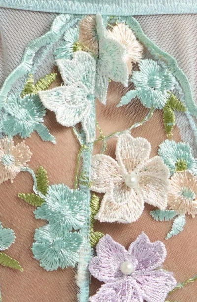 Kilo Brava Embroidered Underwire Bodysuit In Powder Blue Multi In Powder Blue Multi