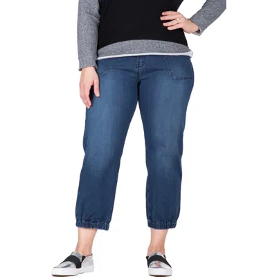 Standards & Practices Crop Denim Joggers In Dark Whisker