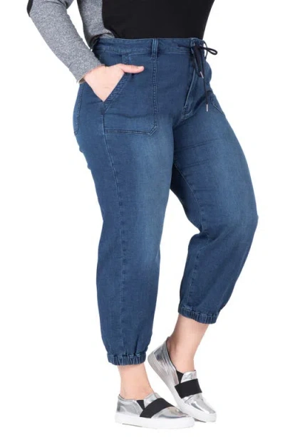 Standards & Practices Crop Denim Joggers In Dark Whisker