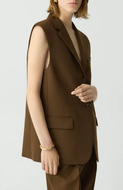 Theory Oversized Vest In Wool-blend In Clove