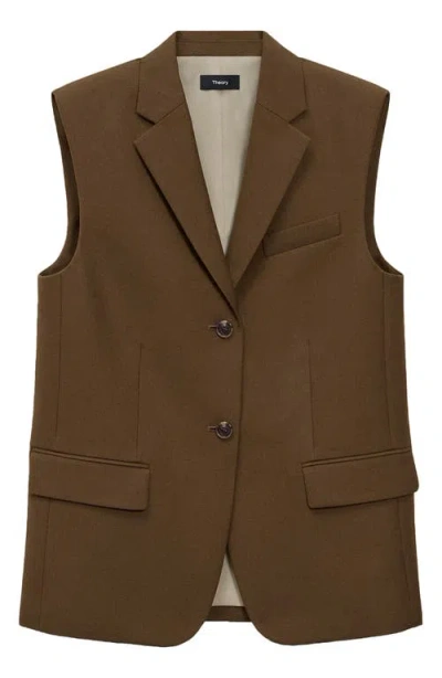 Theory Oversized Vest In Wool-blend In Clove
