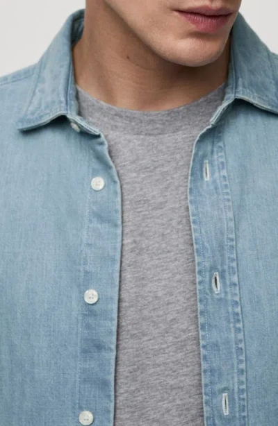 Mango Regular Fit Linen Button-up Shirt In Light Blue