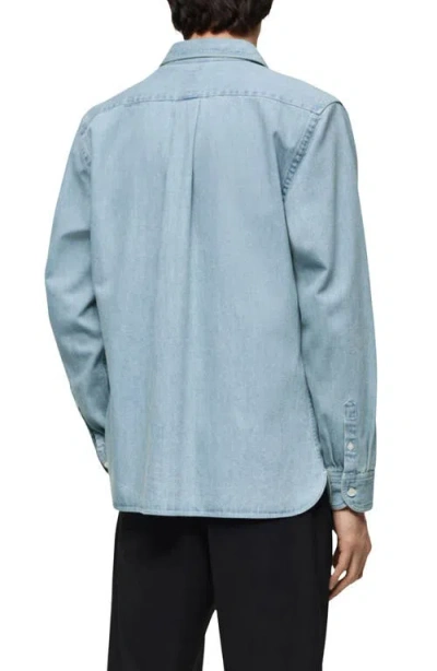 Mango Regular Fit Linen Button-up Shirt In Light Blue