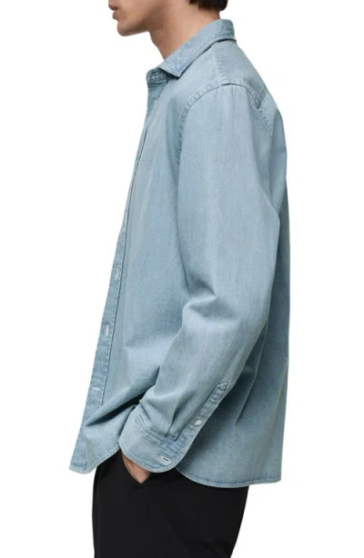 Mango Regular Fit Linen Button-up Shirt In Light Blue