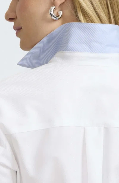 Foxcroft Margie Three-quarter Sleeve Cotton Button-up Shirt In White