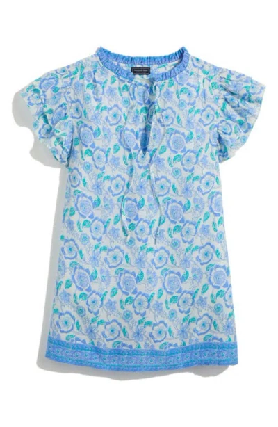Vineyard Vines Print Ruffle Sleeve Top In Frangipani Marsh