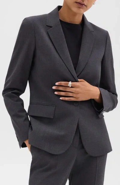 Theory Carissa Blazer In Good Wool In Charcoal Melange