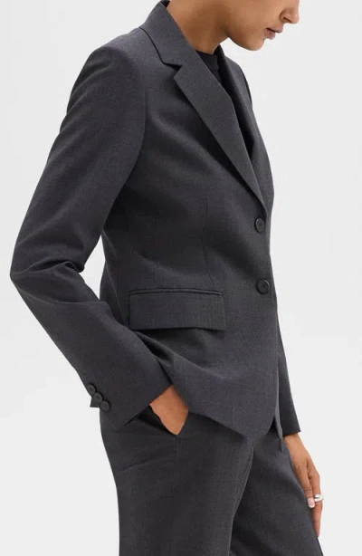 Theory Carissa Blazer In Good Wool In Charcoal Melange