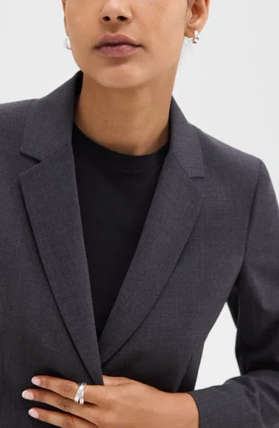 Theory Carissa Blazer In Good Wool In Charcoal Melange