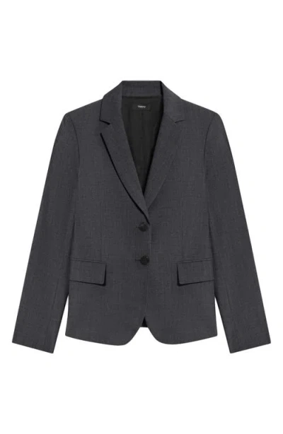 Theory Carissa Blazer In Good Wool In Charcoal Melange