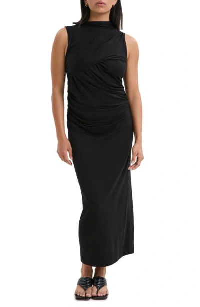 Marcella Huron Ruched Sleeveless Dress In Black