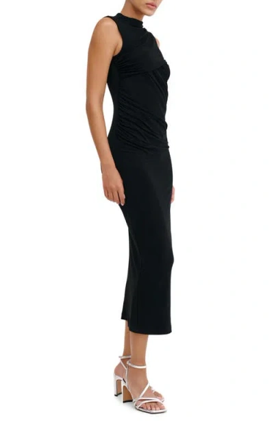 Marcella Huron Ruched Sleeveless Dress In Black
