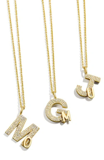 Baublebar Custom Double Initial Pavé Necklace In Clear/gold
