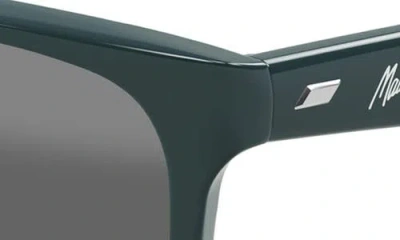 Maui Jim Kikonia Xl 53mm Wraparound Rectangular Sunglasses In Shiny Solid Greyish Blue/grey